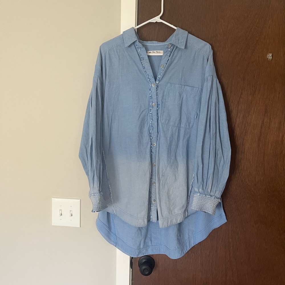 FREE PEOPLE Blue Button Up